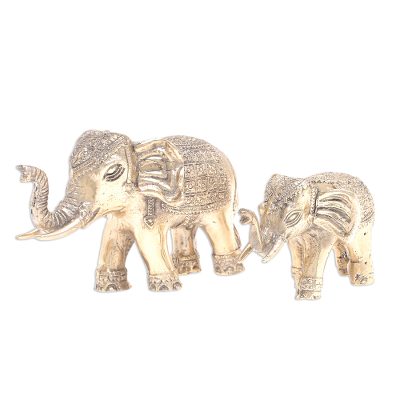 Hand Made Brass Elephant Sculptures (Set of 2)
