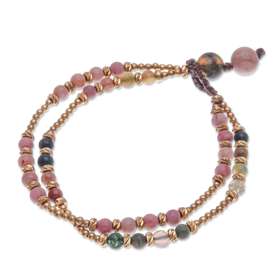 Handmade Agate and Brass Beaded Bracelet