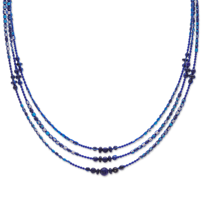 Macrame Lapis Lazuli and Howlite Beaded Necklace