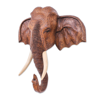 Hand Carved Teak Wood Elephant Sculpture