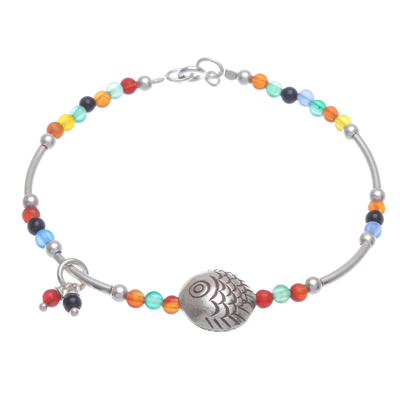 Chalcedony and Sterling Silver Beaded Bracelet