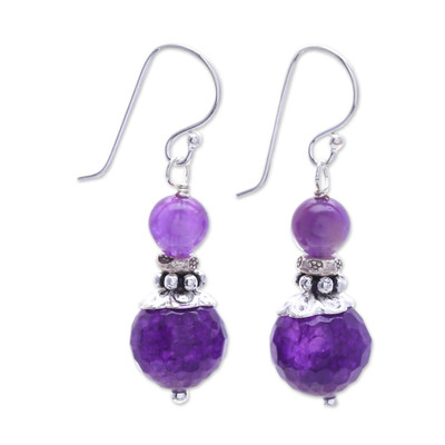 Amethyst and Sterling Silver Dangle Earrings