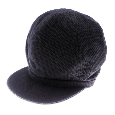 Black Cotton Newsboy Hat