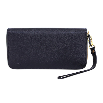 Artisan Crafted Black Leather Wristlet