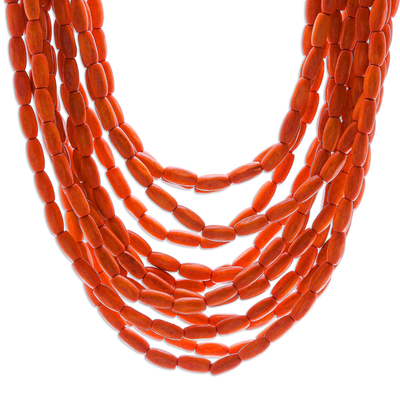 Hand Crafted Beaded Wood Necklace from Thailand