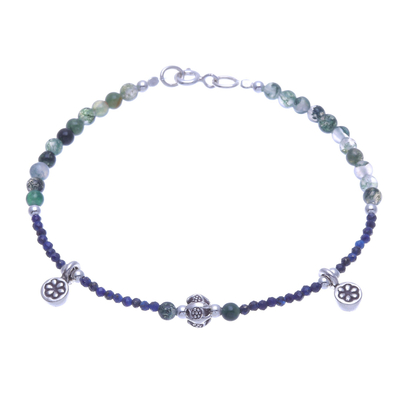 Lapis Lazuli and Agate Beaded Charm Bracelet