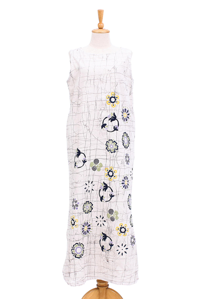 Batik Cotton Floral-Motif Maxi Dress
