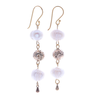 Gold-Plated Cultured Pearl Dangle Earrings