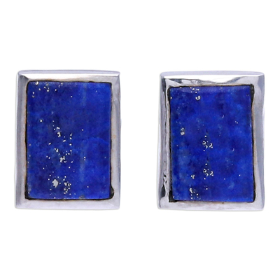 Handmade Lapis Lazuli and Sterling Silver Stud Earrings