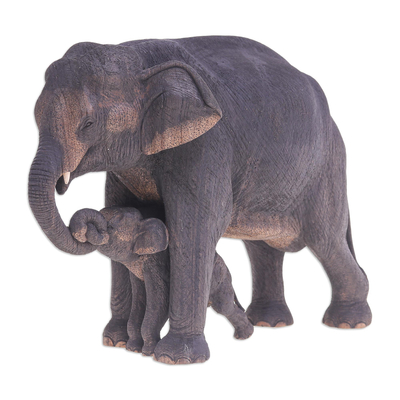 Hand Made Teak Wood Elephant Sculpture