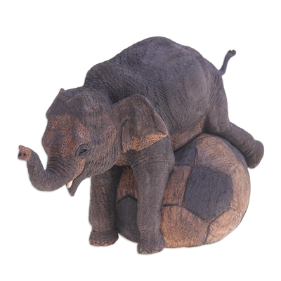 Artisan Crafted Teak Wood Elephant Sculpture