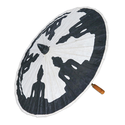 Hand-Painted Paper Parasol with Buddha Motif