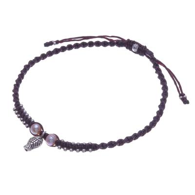 Cultured Pearl and Karen Silver Fish Anklet
