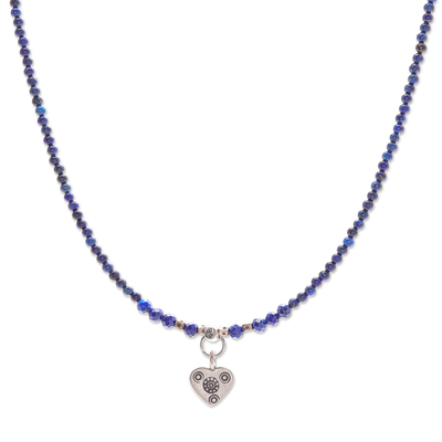 Lapis Lazuli Heart-Motif Pendant Necklace