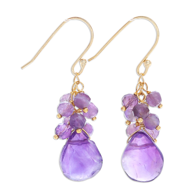 Gold-Accented Amethyst Dangle Earrings