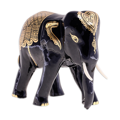 Hand Carved Lacquerware Elephant Sculpture