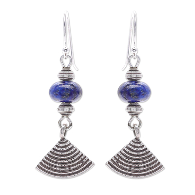 Thai Lapis Lazuli and Karen Silver Dangle Earrings