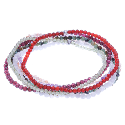 Thai Gemstone Beaded Stretch Bracelets (Set of 7)
