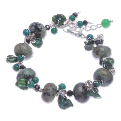 Cultured Pearl and Serpentine Beaded Bracelet