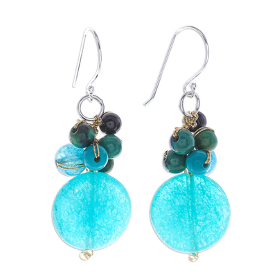 Multi-stone Turquoise Colored Dangle Earrings from Thailand