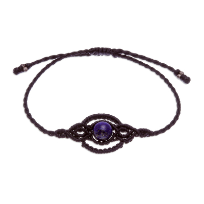 Black Macrame Bracelet with Lapis Lazuli Stone from Thailand