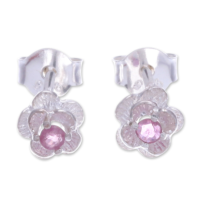 Handcrafted Pink Sapphire Stud Earrings