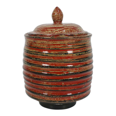 Lacquered wood jar