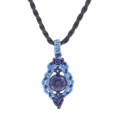 Handmade Macrame Necklace with Lapis Lazuli