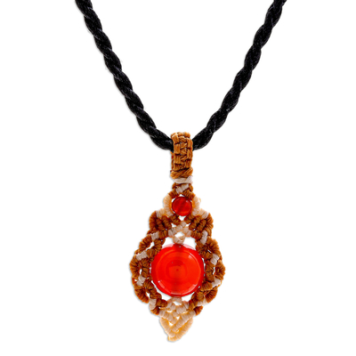 Orange Chalcedony Pendant Necklace