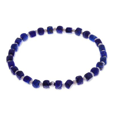 Beaded Stretch Bracelet with Lapis Lazuli