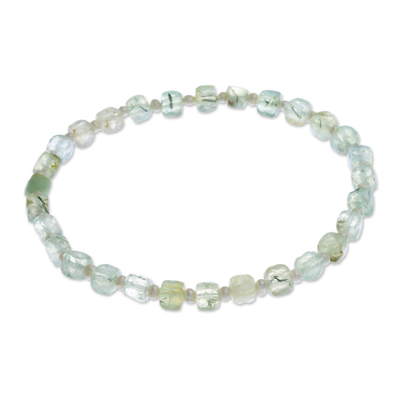 Artisan Crafted Prehnite Bracelet with Cultured Pearl