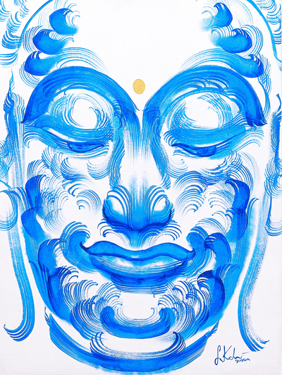 Original Thai Painting of Buddha Smiling