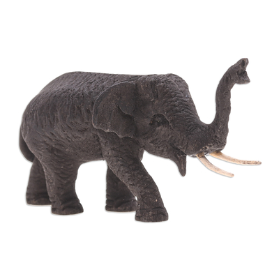 Hand Made Teak Wood Elephant Statuette