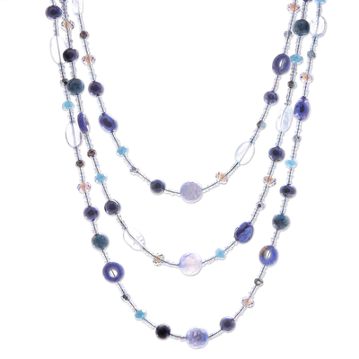 Blue Multi-Gemstone Beaded Strand Necklace from Thailand
