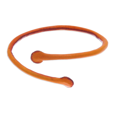 Thai Handmade Unisex Dyed Leather Cuff Bracelet in Orange