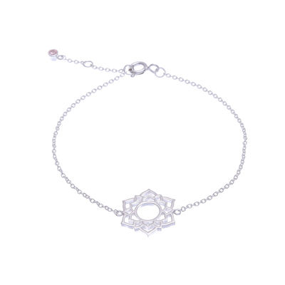 Sterling Silver Pendant Bracelet with Pink Cubic Zirconia