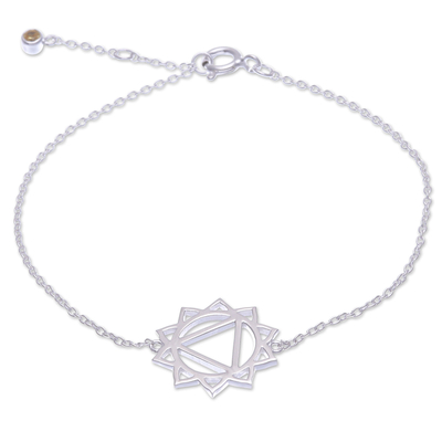 Cubic Zirconia Pendant Bracelet with Chakra Motif