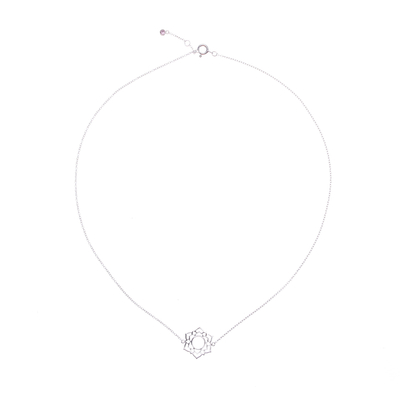 Sterling Silver Pendant Necklace with Pink Cubic Zirconia
