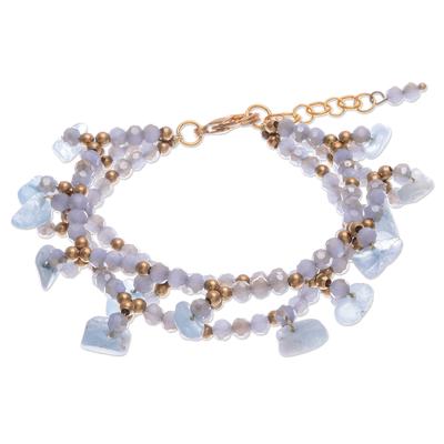 Aquamarine Beaded Bracelet with 14k Gold Accents