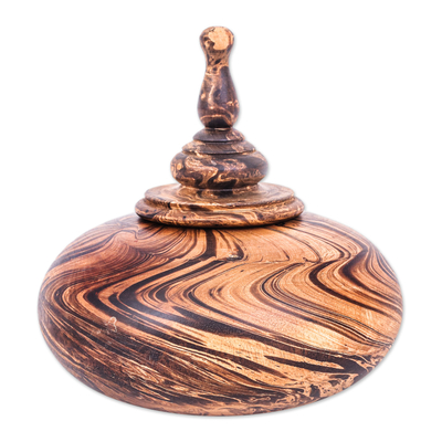 Wood Decorative Jar Handcrafted in Thailand