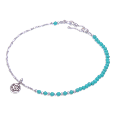 Beaded Bracelet with Hill Silver Charm and Howlite Stones