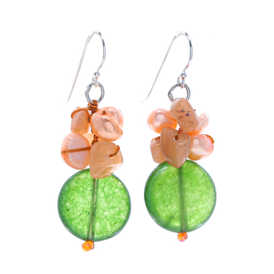 Handcrafted Multi-Gemstone Orange Dangle Earrings
