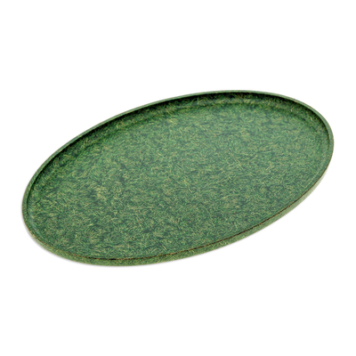 Oval Green Bio-Composite Tray Made from Rice Husks