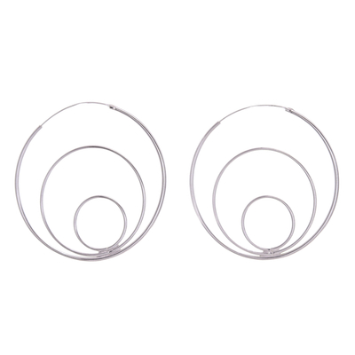 Modern Sterling Silver Hoop Earrings with Polished Finish