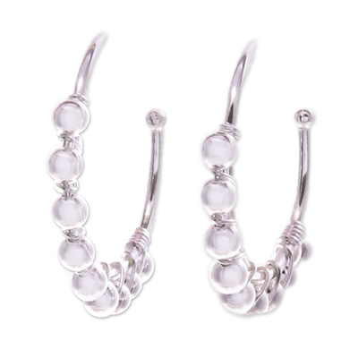 Polished Sterling Silver Half-Hoop Earrings from Thailand