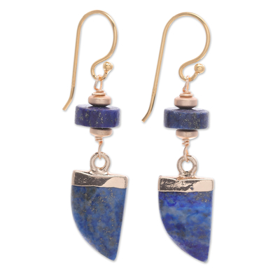 Lapis Lazuli and Hematite Dangle Earrings Made in Thailand