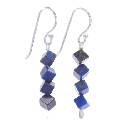 Sterling Silver Dangle Earrings with Lapis Lazuli Beads