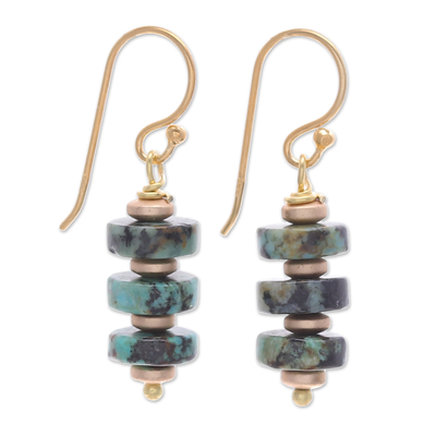 18k Gold-Plated Dangle Earrings with Hematite Gems