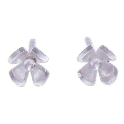 Sterling Silver Floral Stud Earrings in a Matte Finish