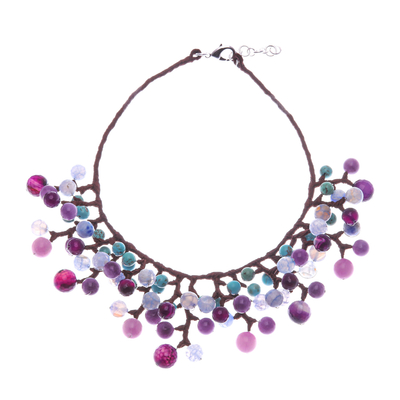 Purple and Blue Multi-Gemstone Waterfall Choker Necklace
